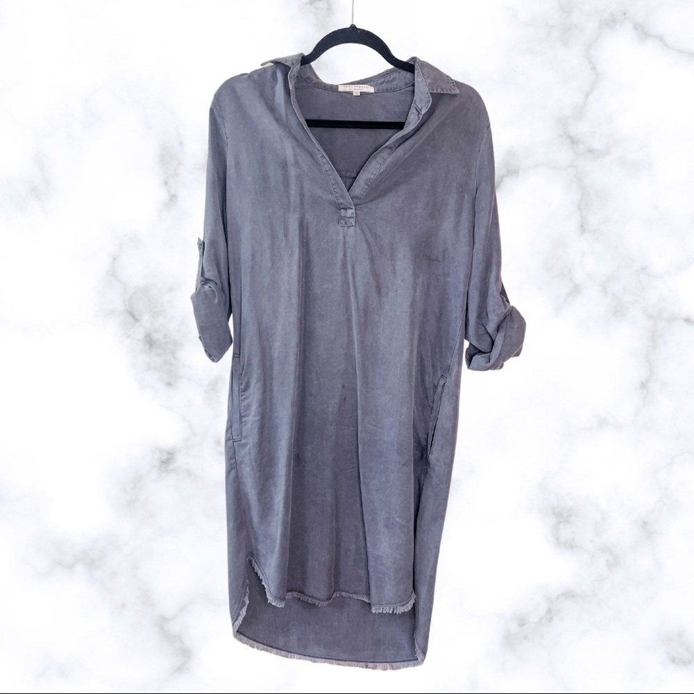 Beachy Grey Blouse Dress